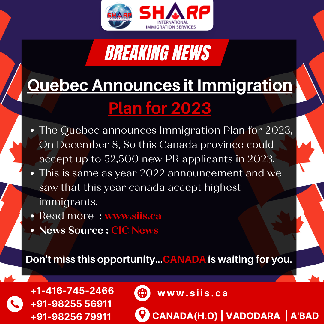 Quebec Announces It Immigration Plan For Siis Canada