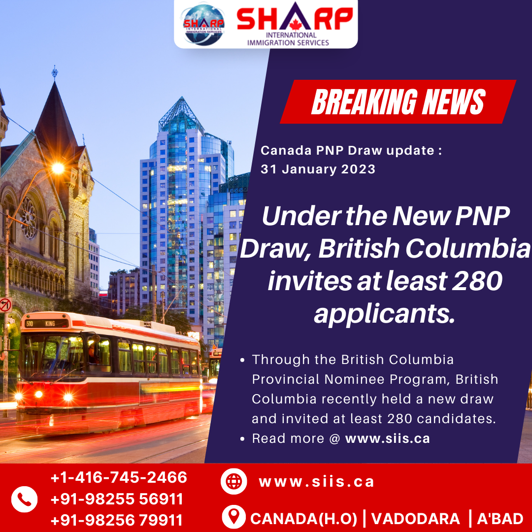 Under the New PNP Draw, British Columbia invites at least 280